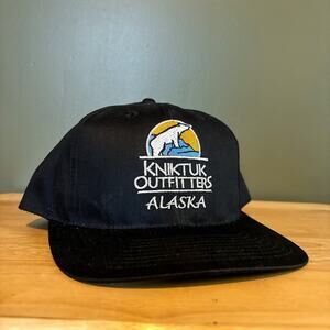Vintage Kniktuk Outfitters Alaska Polar Bear Black Snapback Hat